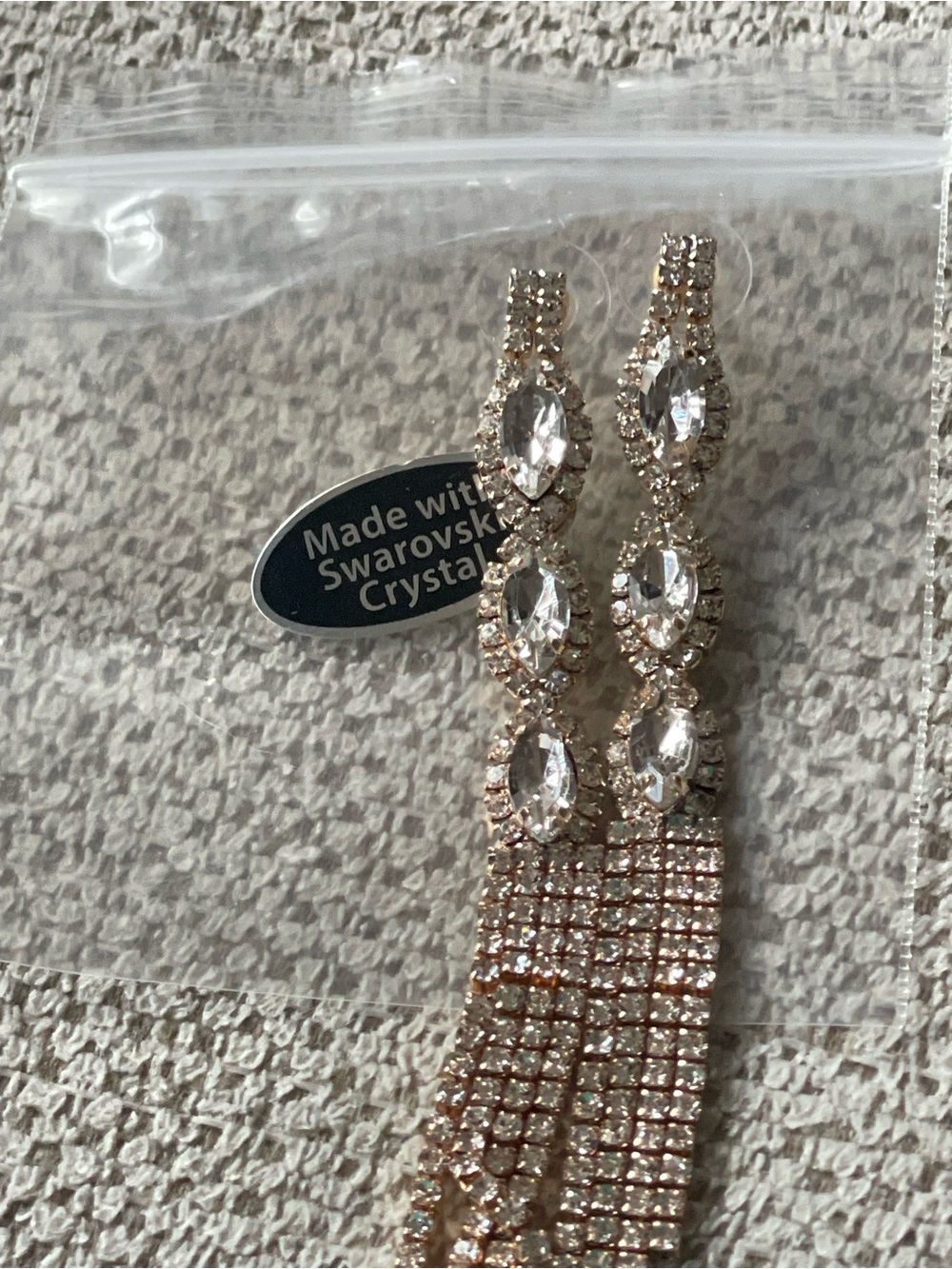 Swarovski Clear Crystal and Rose Gold Drop Earrings
